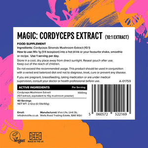 Cordyceps Pulver (10:1 Extrakt) 60 g kaufen -  Vivo Life Pilz-Supplements  - Fitness Onlineshop