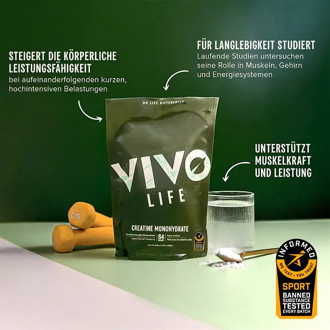 Creatine Monohydrat 252 g kaufen -  Vivo Life Kreatin  - Fitness Onlineshop
