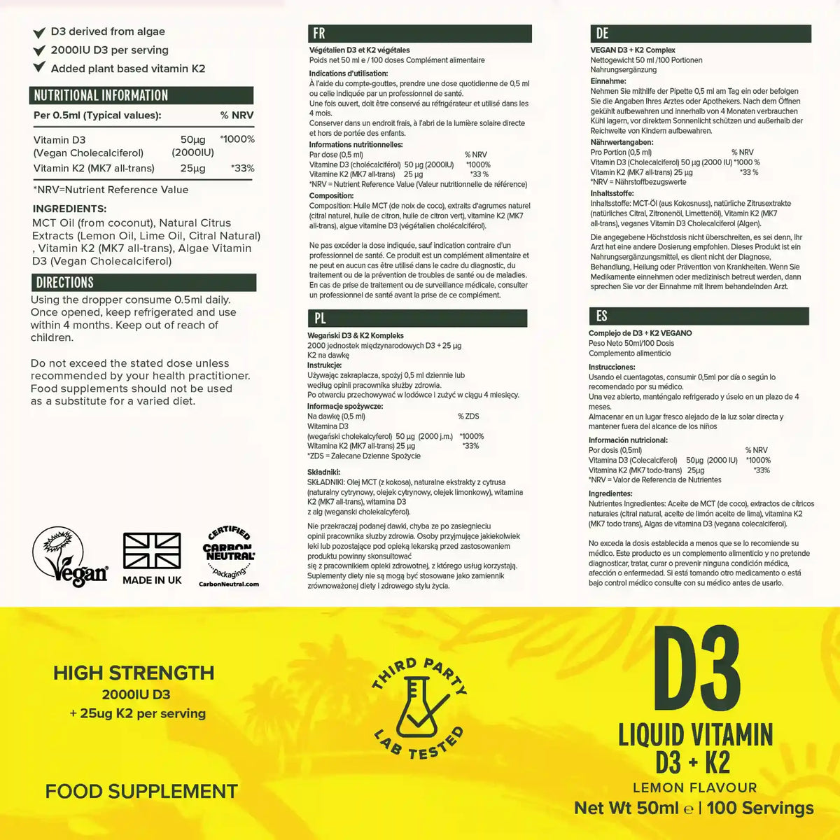 Liquid Vitamin D3 & K2 50 ml kaufen -  Vivo Life Vitamine  - Fitness Onlineshop