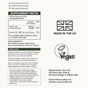 Liquid Vitamin D3 & K2 50 ml kaufen -  Vivo Life Vitamine  - Fitness Onlineshop