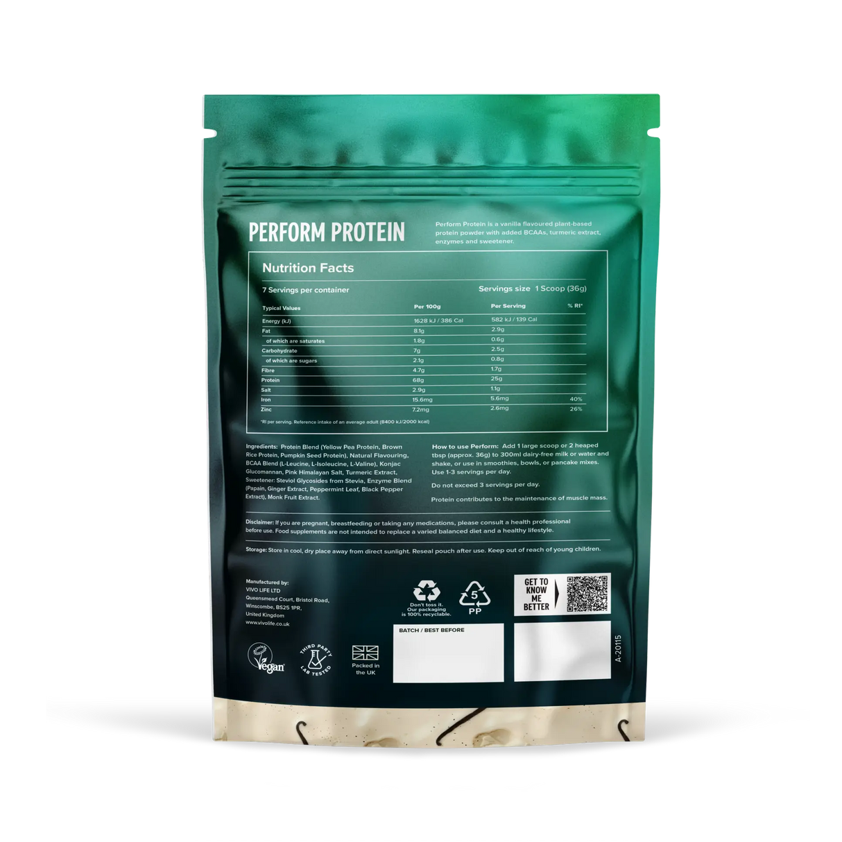 Perform Protein kaufen -  Vivo Life Vegane Proteinpulver  - Fitness Onlineshop