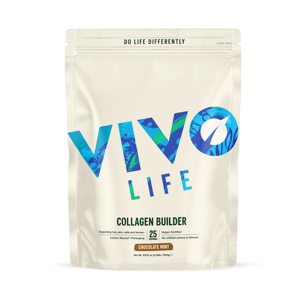 Plant Protein Collagen Builder Chocolate & mint / 25 Portionen kaufen -  Vivo Life Kollagen  - Fitness Onlineshop