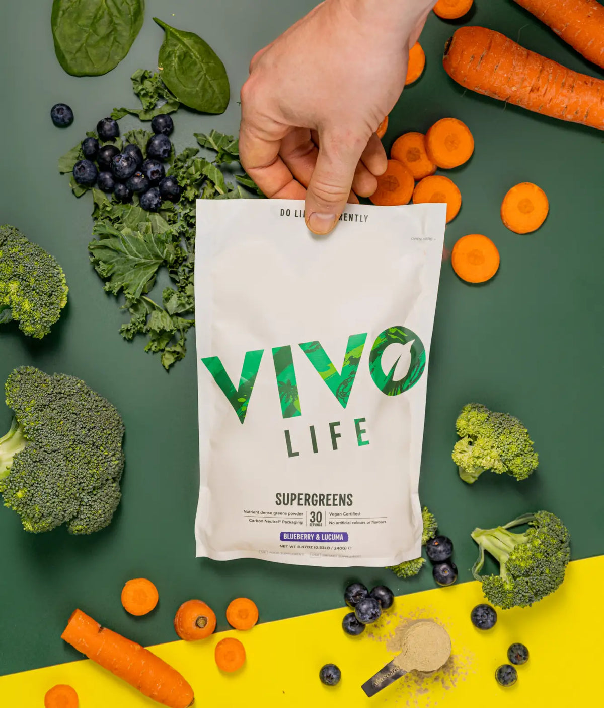Thrive Supergreens Blueberry & Lucuma / 240 g kaufen -  Vivo Life Greens Pulver  - Fitness Onlineshop